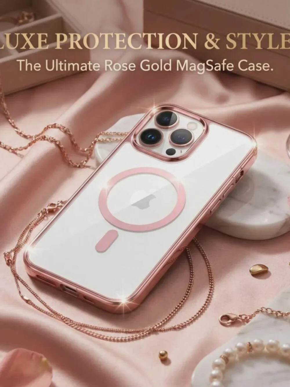 Magnetic Clear Shield iPhone Case - Pink Edge MagSafe